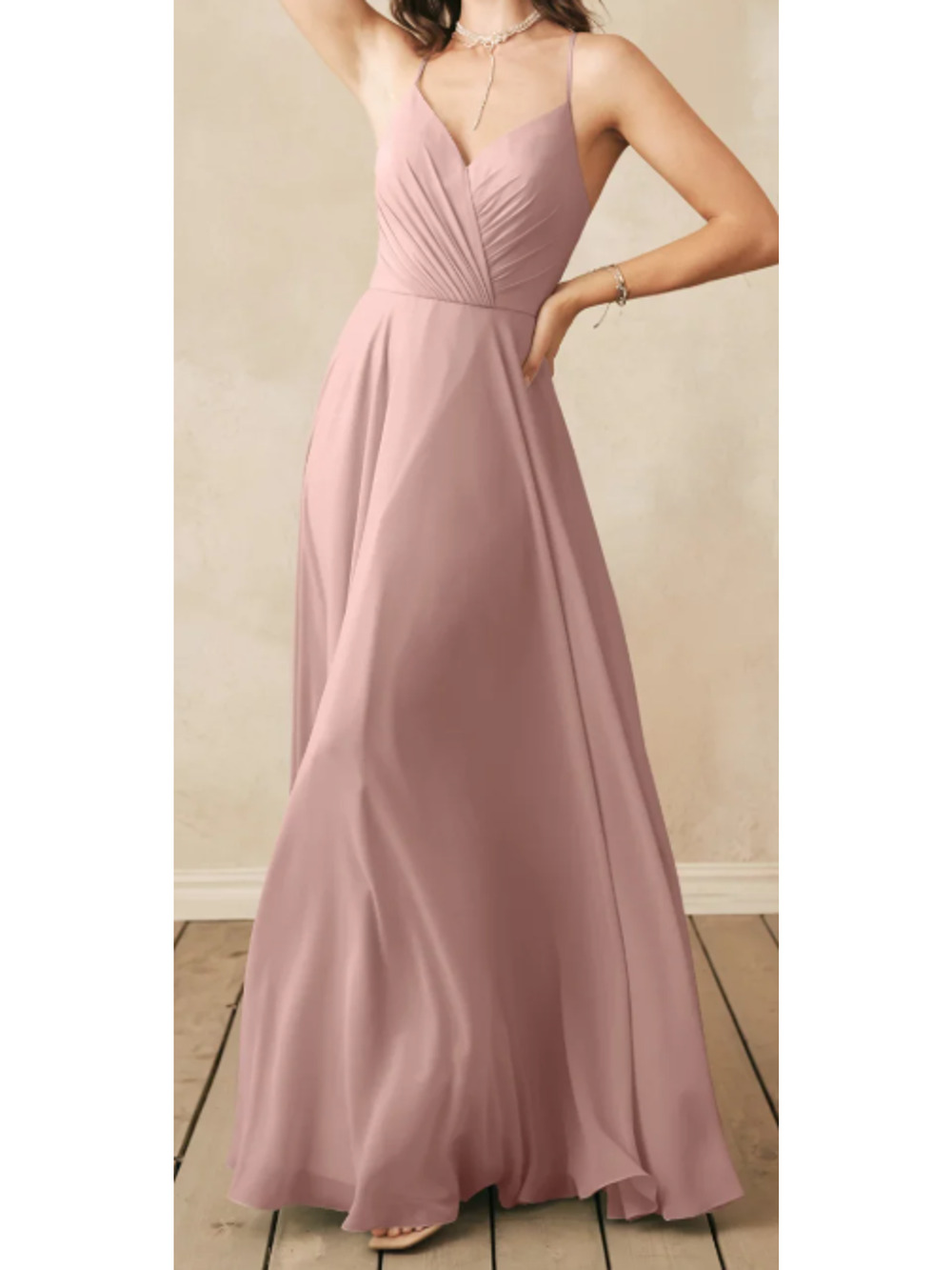 AW BRIDAL 6 S Dusty Rose pink chiffon Melody party maxi dress NEW 0B1